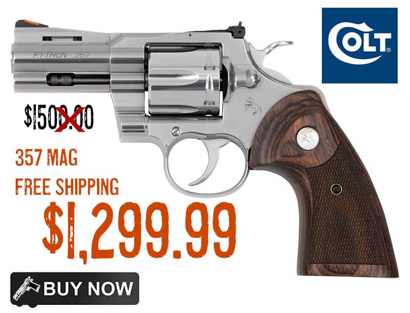 Colt python 357 mag 3 stainless 6rd revolver 1 299 99 free s h