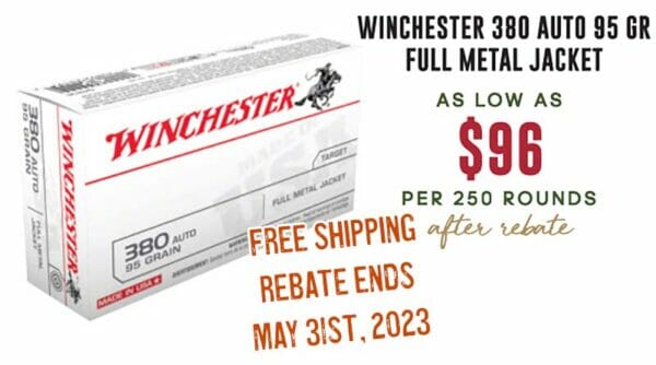 Winchester 380 Auto 95 Grain Full Metal Jacket sale deal discount