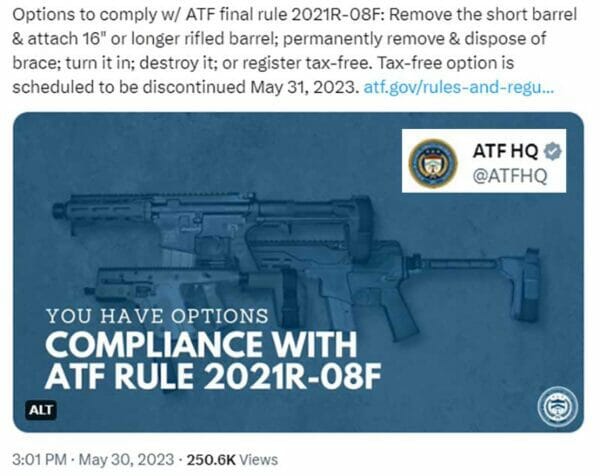 @ATFHQ Options to comply w/ ATF final rule 2021R-08F May 30th 2023