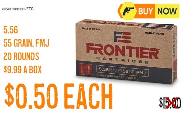 Hornady Frontier 5.56x45mm NATO, FMJ, 55 Grain Ammo Deal april2025