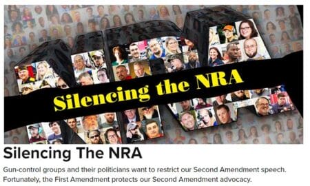 NRAs Americas First Freedom magazine Silencing the NRA screen grab 7-25-2023