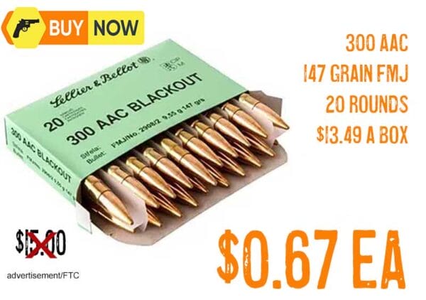 Sellier & Bellot 300AAC Blackout 147Gr FMJ Ammunition Deal april2025