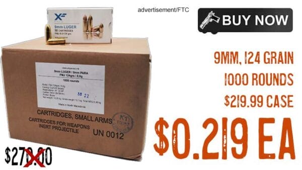ATS X-FORCE SUMBRO 9mm 124gr Brass Pistol Ammunition sale deal discount august2023