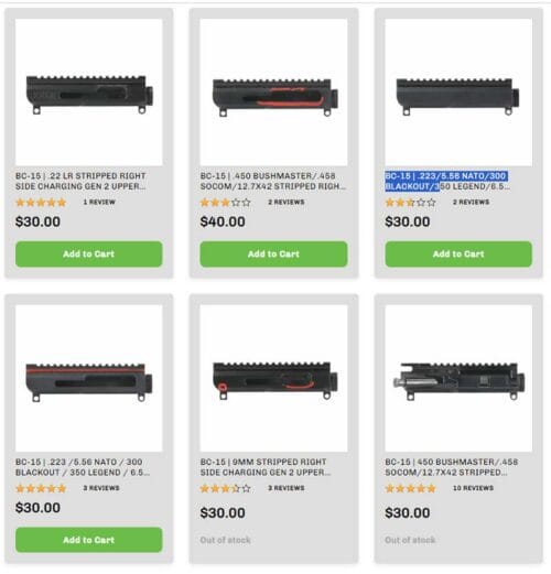 Bear Creek Arsenal AR Rifle Upper Receiver BLEMS Priced $30.00 Each