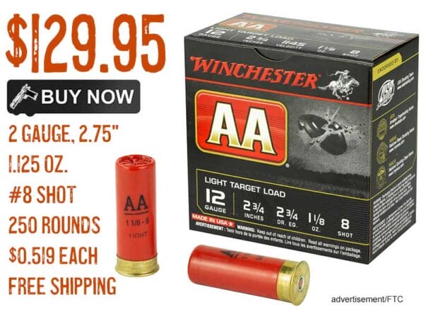 Winchester AA Light Target Load 12 Gauge ShotShells low price