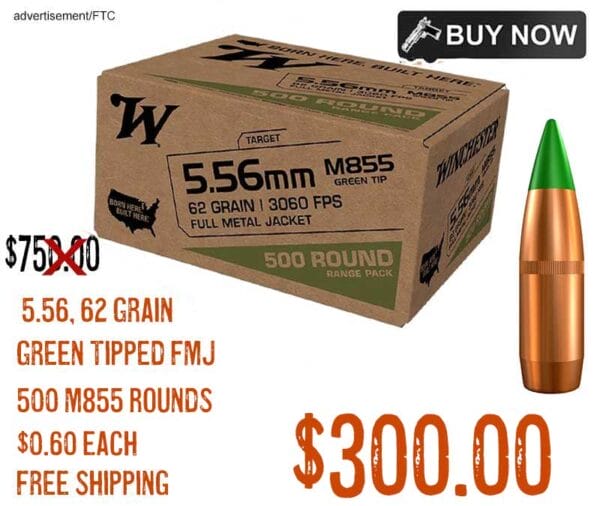 62 Grain Full Metal Jacket Green Tip ammunition lowest price feb2024