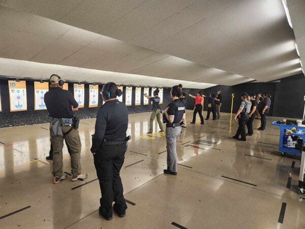 In addition to live-fire pistol training, Back the Women in Blue participants learned vehicle close quarter battle (VCQB), force-on-force, rappeling, single-officer building clearing, and defensive tactics.