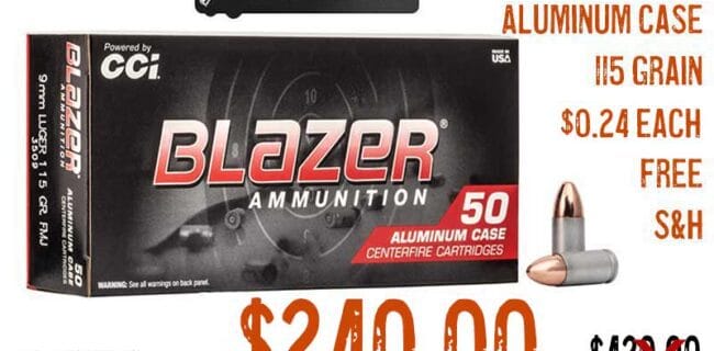 CCI Blazer 9mm 115gr Full Metal Jacket Aluminum Case Ammo Best Price oct2023
