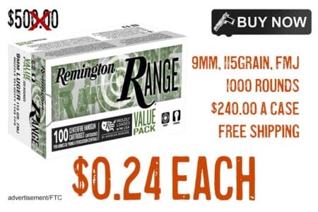 Remington Range 9MM 115 Grain Full Metal Jacket 1000 Round Case lowest price