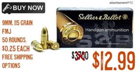 Sellier & Bellot 9mm 115 Grain FMJ ammo Sale DEC2023