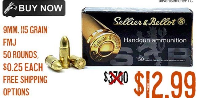 Sellier & Bellot 9mm 115 Grain FMJ ammo Sale DEC2023