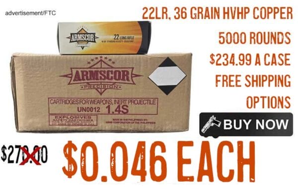 Armscor Rimfire 22 LR 36gr Soft Point ammunition sale jan2024