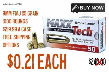 MAXXTech 9MM FMJ 124 Grain Ammo 1000 Rounds lowest Price