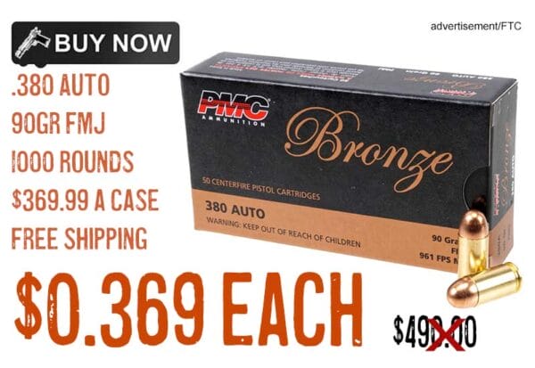 PMC .380 Auto 90gr FMJ Ammunition 1000rnds lowest price