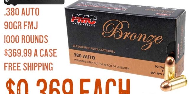 PMC .380 Auto 90gr FMJ Ammunition 1000rnds lowest price