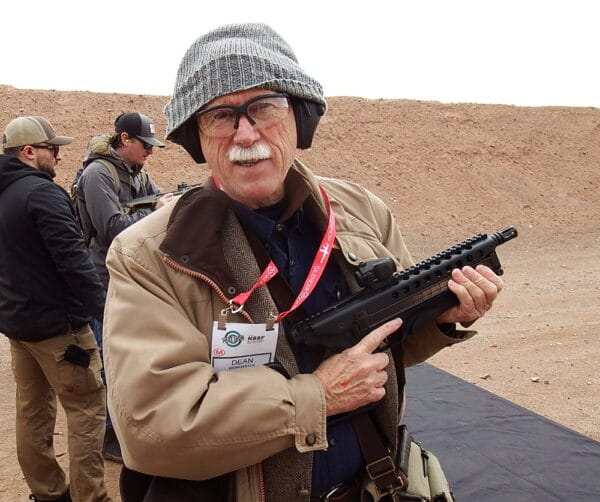 At the Kel-Tec booth, this correspondent shot a short-barreled rifle (SBR) version of the P50 in 5.7 mm.