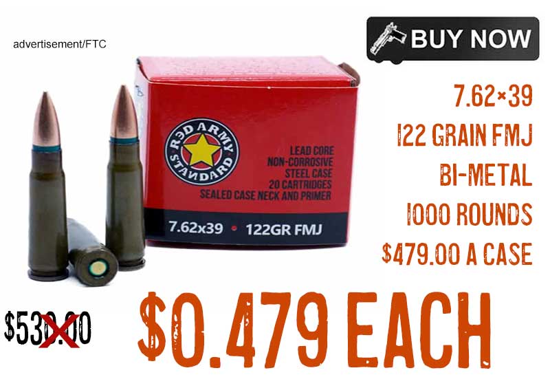 Red army standard 7 62 39 122 grain fmj bi metal 1000 rounds 0 479 each
