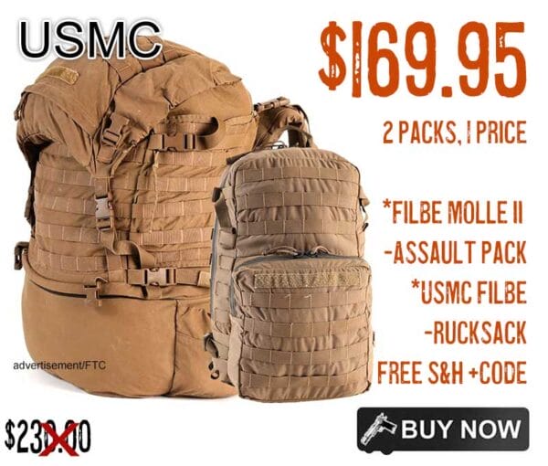 USMC Issue FILBE MOLLE II Assault Pack & Full-Size Rucksack