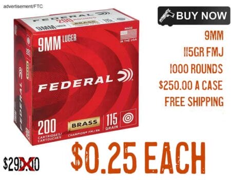 ederal Champion 9MM 115Gr FMJ 1000 Rounds lowest price jan2024update