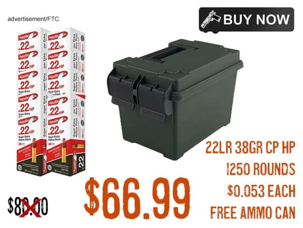 AGUILA 22LR 38gr CP HP Ammunition 1250 Rounds Ammo Can lowest price