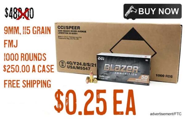 CCI Blazer 9mm 115 Grain FMJ 1000 Rounds Sale march2024 lowest price