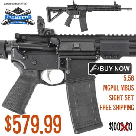 PSA 16" Mid-Length 5.56 Nato 1/7 Nitride 13.5" Hex M-Lok MOE EPT Rifle W/MBUS Sight Set lowest price