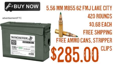 Winchester 5.56mm M855 Green Tip 62 FMJ Lake City ammunition lowest price march2024