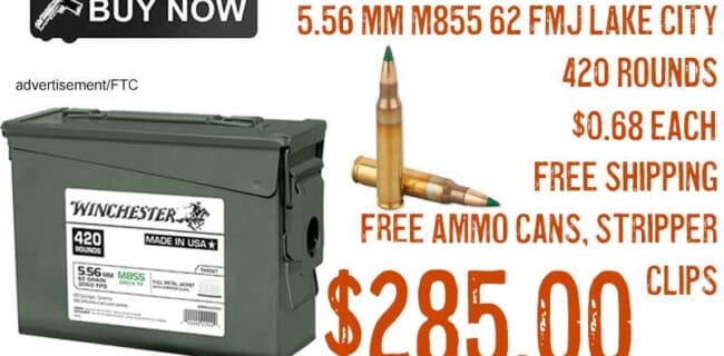 Winchester 5.56mm M855 Green Tip 62 FMJ Lake City ammunition lowest price march2024