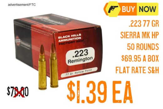 Black Hills .223 77 Gr Sierra MK HP Ammunition lowest price nov2025