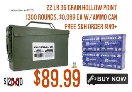 Federal Champion Value Pack 22 LR 36 Grain Lead Hollow Point 1300 Rounds M19A1 Ammo Can lowest price