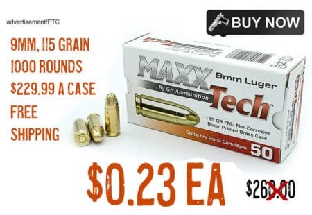 MAXXTech 9MM FMJ 115Grain Ammo 2000 low price may2024
