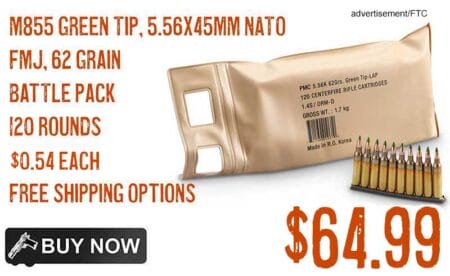 M855 Green Tip 5.56x45mm NATO, FMJ 62 Grain 120 Rounds in a Battle Pack lowest price may2024
