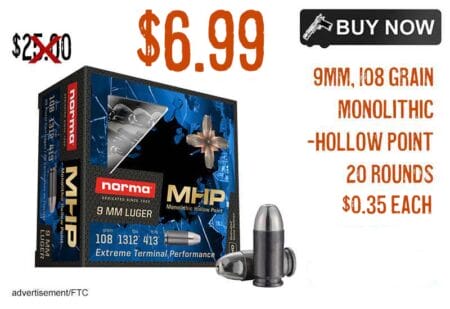 Norma 9mm 108gr Monolith Hollow Point Ammo 20 Rounds lowest price may2024aaUPDATE