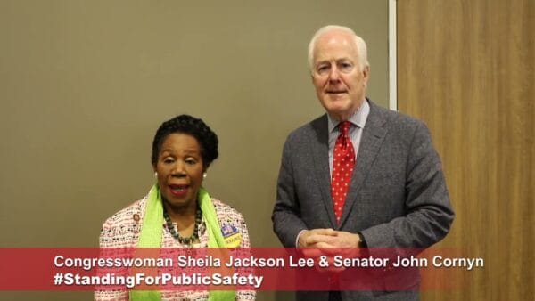 John Cornyn and "friend" agreeing on "bipartisan" ways to "fight crime."