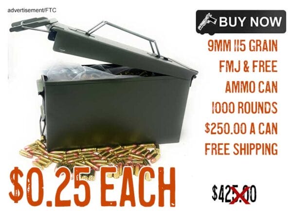 1000Rnds CCI 9mm 115 Grain FMJ Bulk Ammunition & Ammo Can lowest price