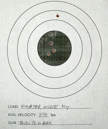 TAURUS TX22 T.O.R.O .22LR Pistol TX22 target Winchester Wildcat 40-gr.