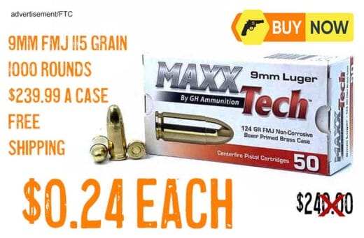 MAXXTech 9MM FMJ 124 Grain Ammo 1000 Rounds lowest Price march2025