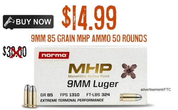 Norma 9mm 85Grain MHP Ammo 50 Rounds lowest price