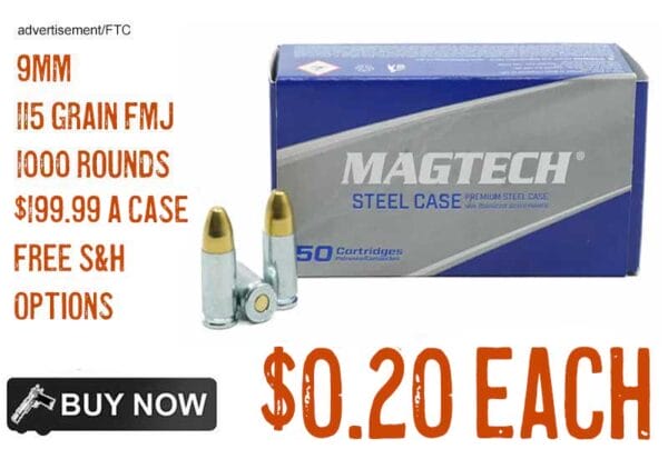 Magtech Steel Case 9mm 115 Grain FMJ 1000 Rounds lowest price dec2024 update