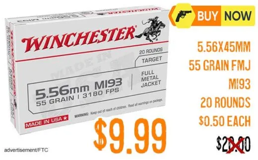Winchester 55 gr FMJ 5.56x45 M193 Ammunition 20 Rounds lowest price nov2025