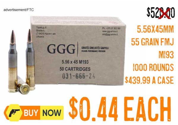 GGG 5.56X45mm 55 Grain FMJ M193 ammunition lowest price nov2025