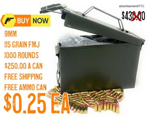 CCI Independence 9mm 115 Grain Full Metal Jacket Bulk Ammunition + Military Ammo Can lowest price may2025