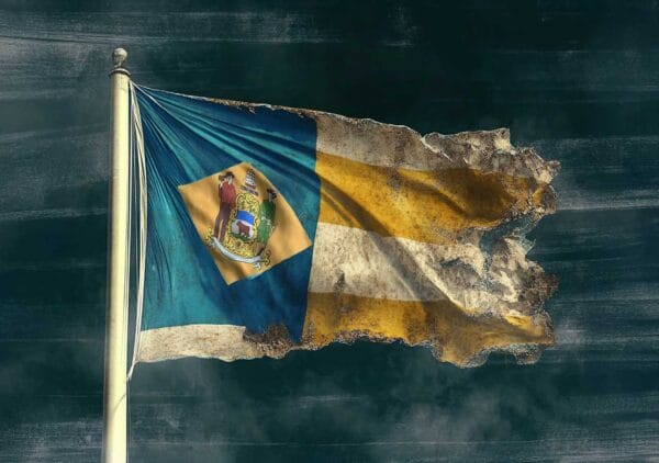 Delaware State Flag Distressed IMG Midjoruney 2024