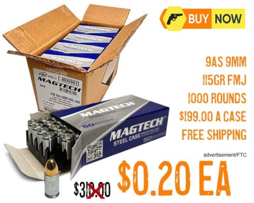 Magtech 9AS 9mm 115gr Steel Casing FMJ Ammo lowest price sept2025