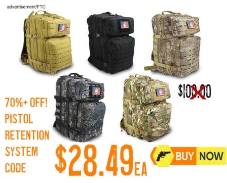RTAC Large Lasercut MOLLE Backpack with a Pistol Retention System lowest price march2025