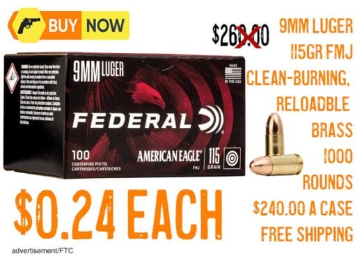 Federal American Eagle 9mm 115 Grain FMJ Ammunition lowest price per round jan2025