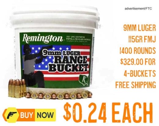 Remington 9mm Luger 115gr FMJ ammo Range Bucket lowest price march2025