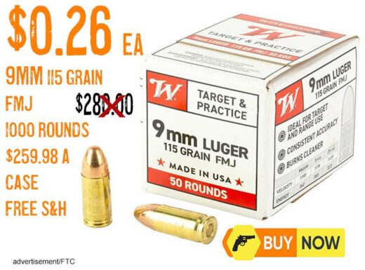 Winchester USA 9mm FMJ 115 Grain Ammo Target and Practice Ammunition lowest price dec2025