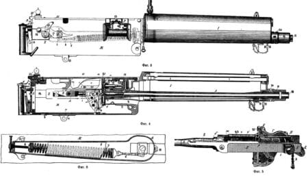 Illustration of the Maxim Gun in Brockhaus and Efron Encyclopedic Dictionary, 1905 Public domain