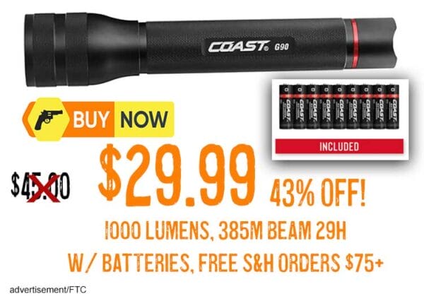 COAST Crew G90 1000 Lumens Flashlight with Batteries lowest price